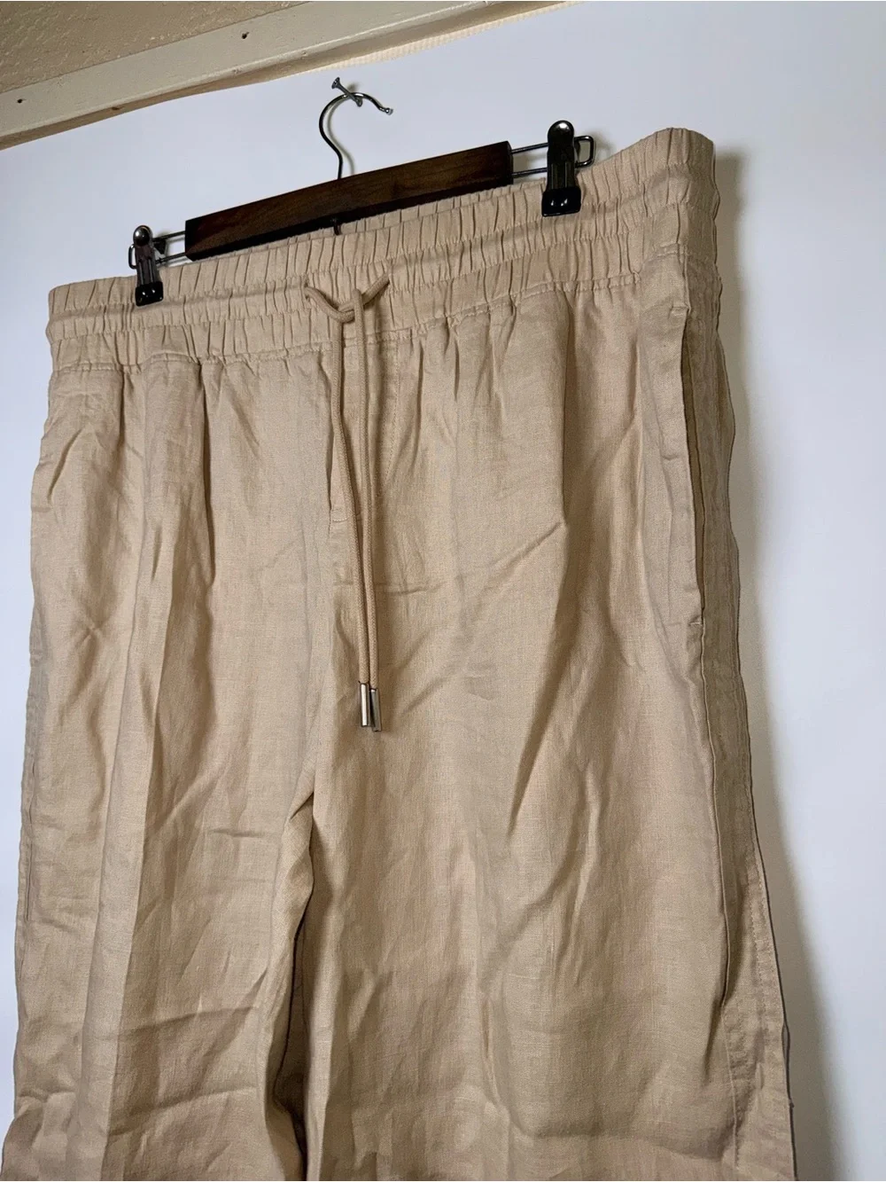 Quince NWOT XL 100% European Linen Wide Leg Pants Flax Coastal Quiet Luxury